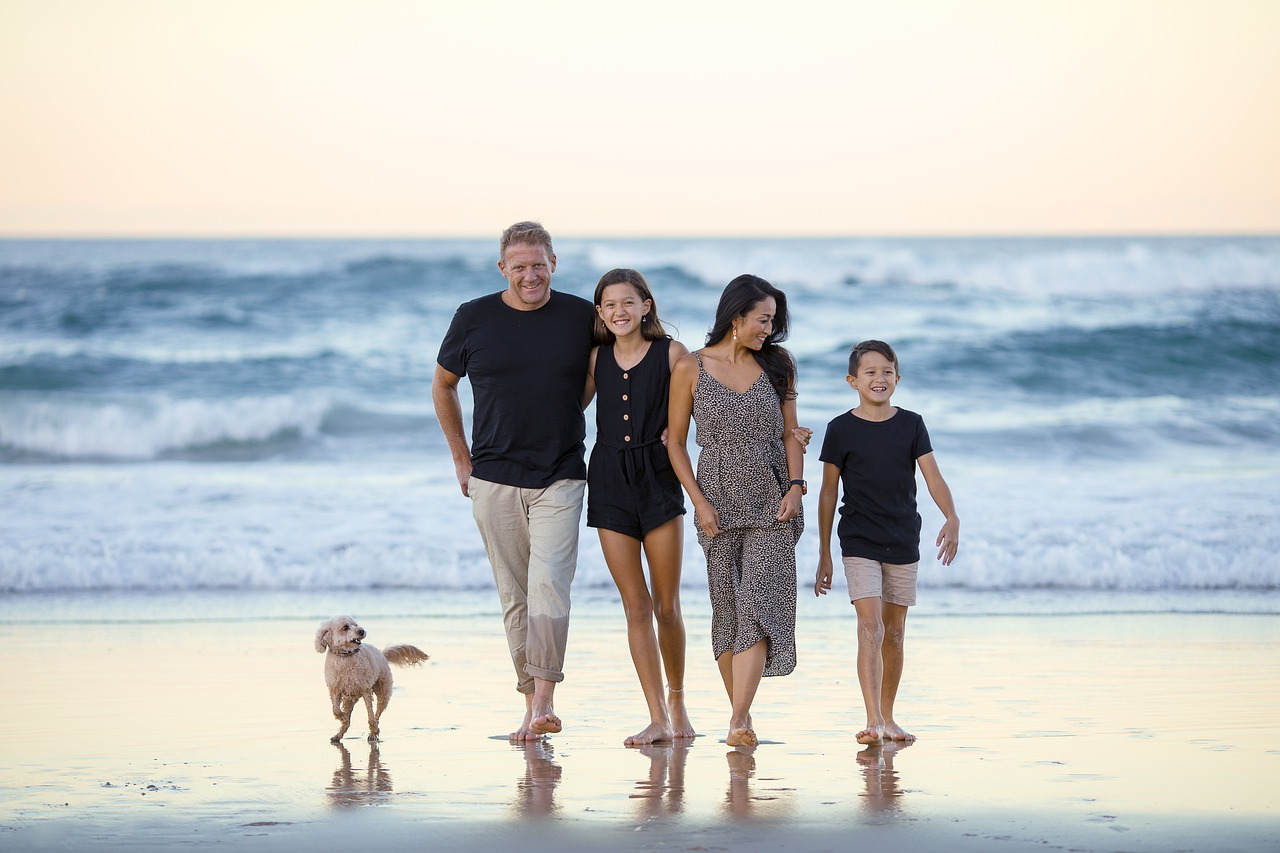 family on the beach