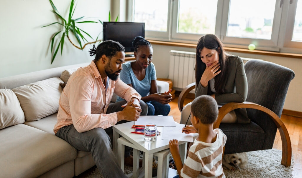 family during a family therapy session